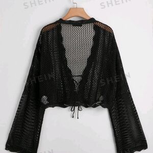 Shein black knit cover up